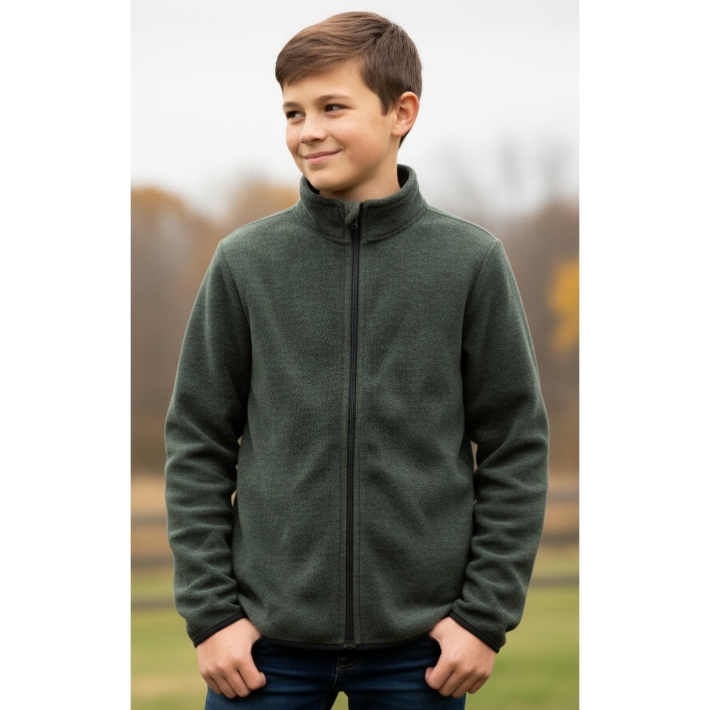 Revolution Boys Dark Olive Green Fleece Zip Up Jacket